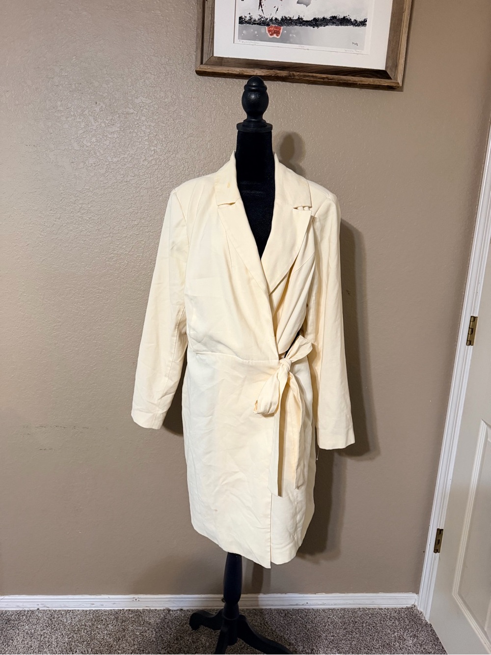 Eloquii Cream Wrap Trench Coat with Tie Belt